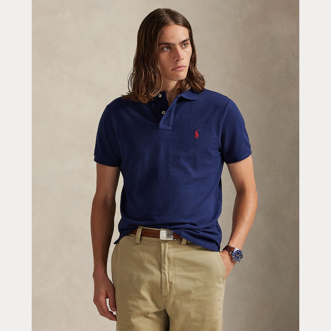 POLO Ralph Lauren – Iconic Mesh Polo Custom Slim-100% katoen-HEREN POLO'S & T-SHIRTS-Blauw