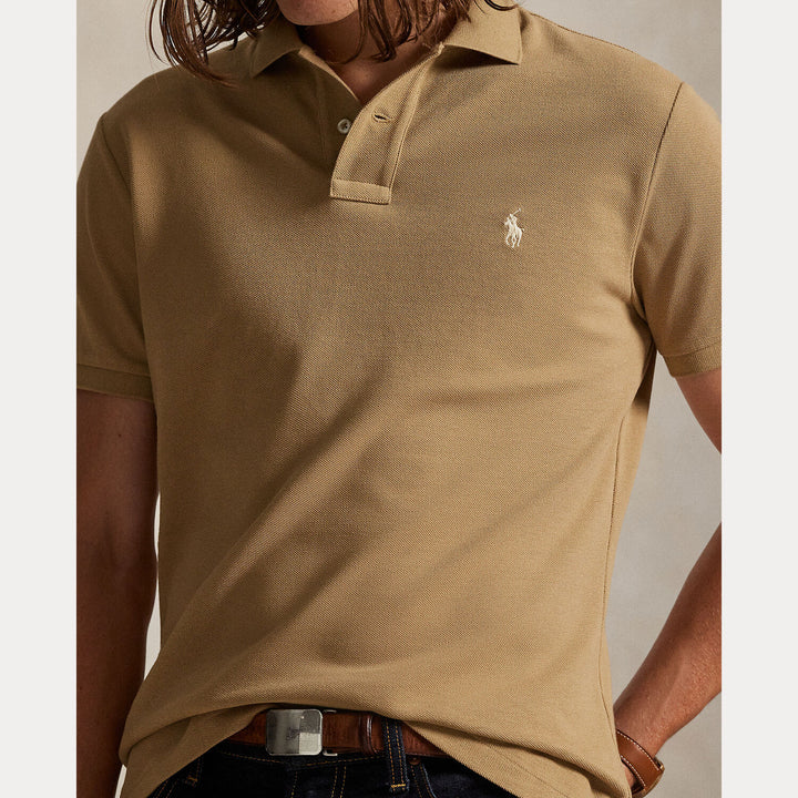 POLO Ralph Lauren Iconic Mesh Polo Custom Slim-100% katoen-HEREN POLO'S & T-SHIRTS-Bruin