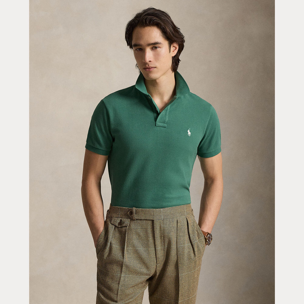 POLO Ralph Lauren Iconic Mesh Polo Custom Slim-100% katoen-HEREN POLO'S & T-SHIRTS-Groen