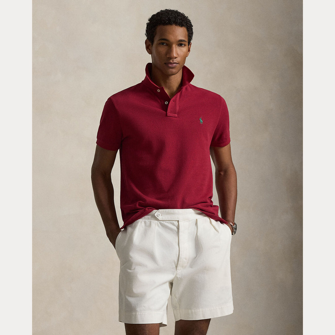 POLO Ralph Lauren Iconic Mesh Polo Custom Slim-100% katoen-HEREN POLO'S & T-SHIRTS-Rood