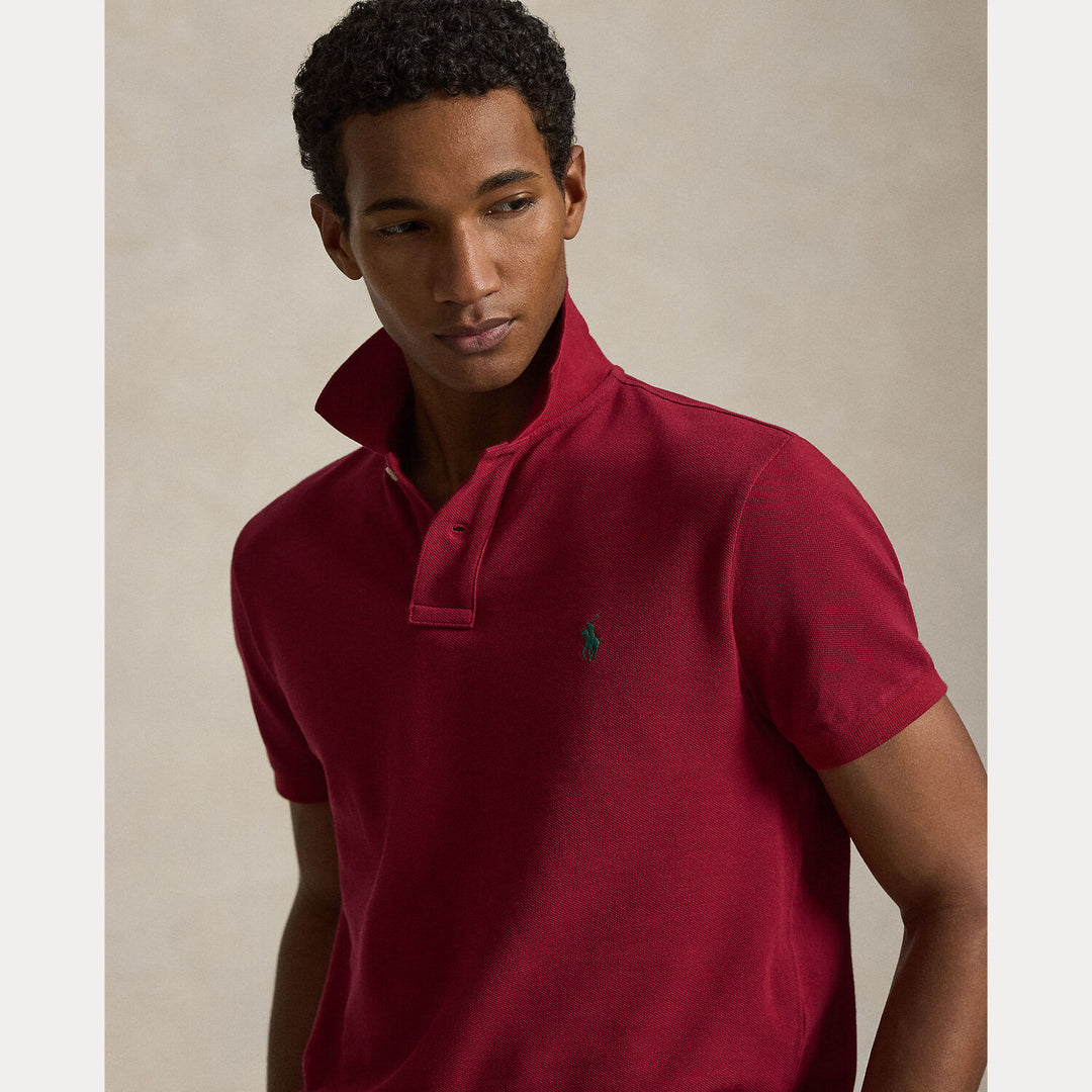 POLO Ralph Lauren Iconic Mesh Polo Custom Slim-100% katoen-HEREN POLO'S & T-SHIRTS-Rood