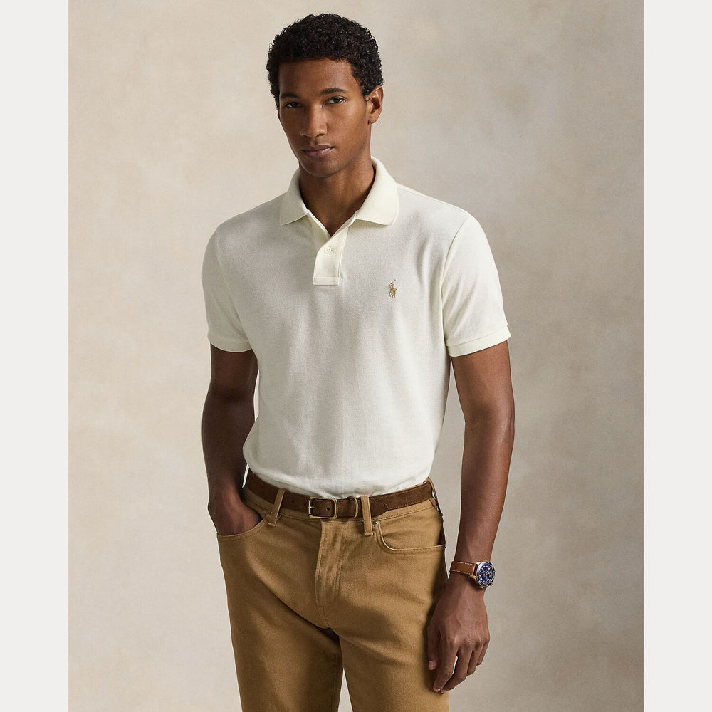 POLO Ralph Lauren Iconic Mesh Polo Custom Slim-100% katoen-HEREN POLO'S & T-SHIRTS-Wit