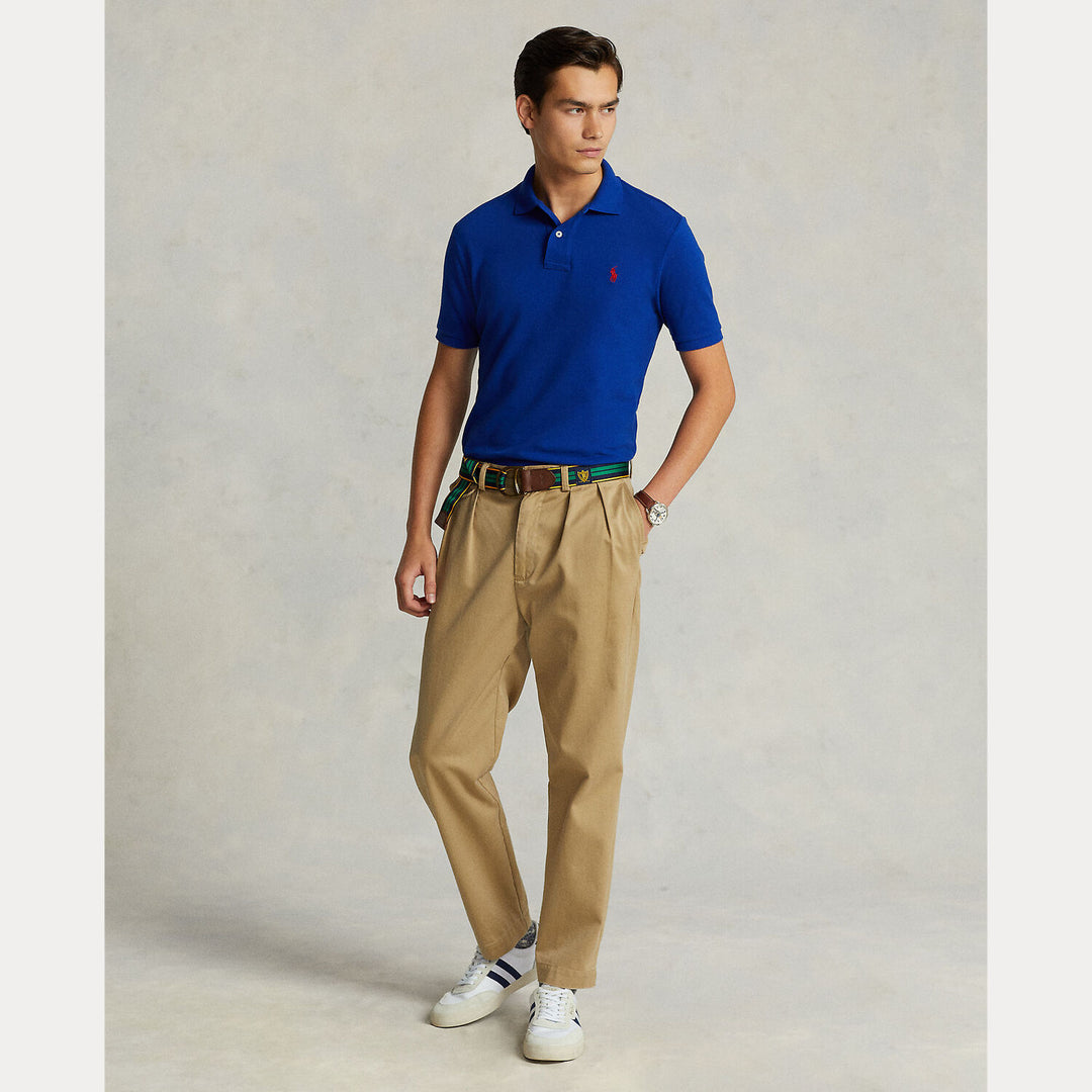 POLO Ralph Lauren Iconic Mesh Slim Fit – Blauw-100% katoen-HEREN POLO'S & T-SHIRTS-Blauw