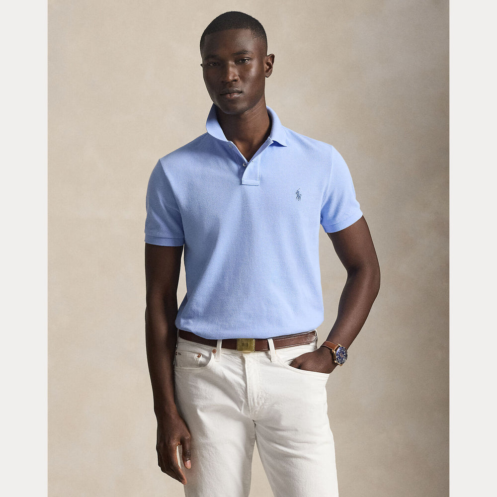 POLO Ralph Lauren Iconic Mesh Slim Fit – Blauw-100% katoen-HEREN POLO'S & T-SHIRTS-Blauw