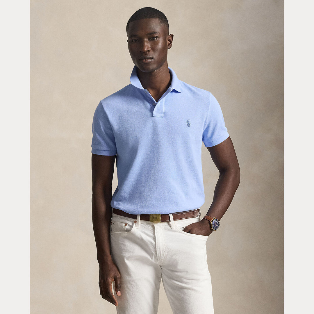 POLO Ralph Lauren Iconic Mesh Slim Fit – Blauw-100% katoen-HEREN POLO'S & T-SHIRTS-Blauw