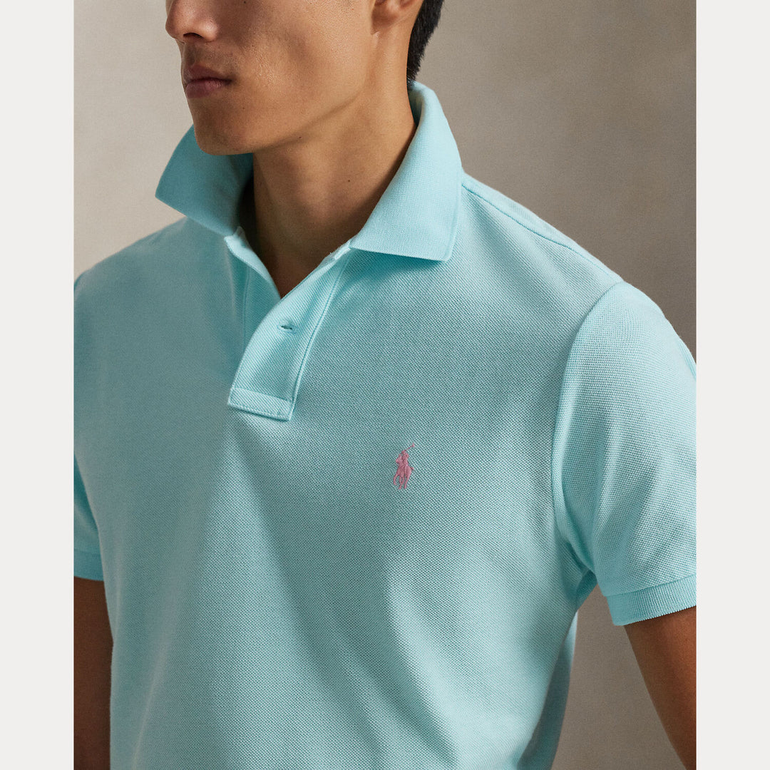 POLO Ralph Lauren Iconic Mesh Slim Fit – Blauw-100% katoen-HEREN POLO'S & T-SHIRTS-Blauw