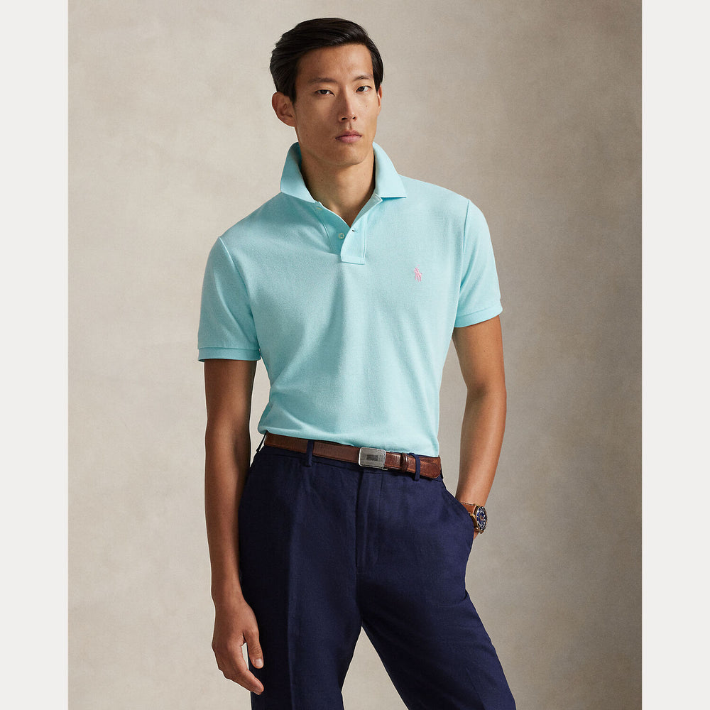 POLO Ralph Lauren Iconic Mesh Slim Fit – Blauw-100% katoen-HEREN POLO'S & T-SHIRTS-Blauw