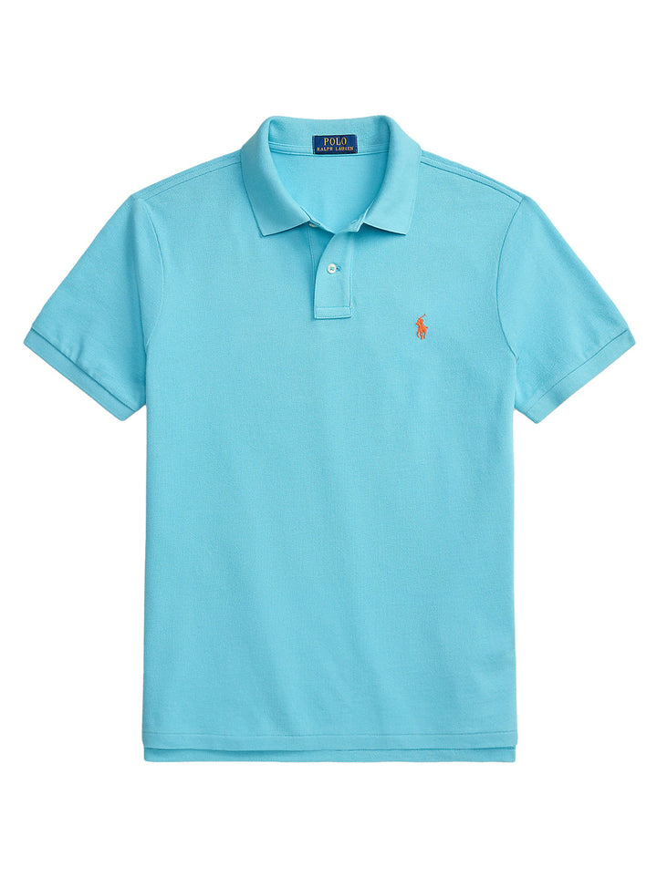 POLO Ralph Lauren Iconic Mesh Slim Fit – Blauw-100% katoen-HEREN POLO'S & T-SHIRTS-Blauw