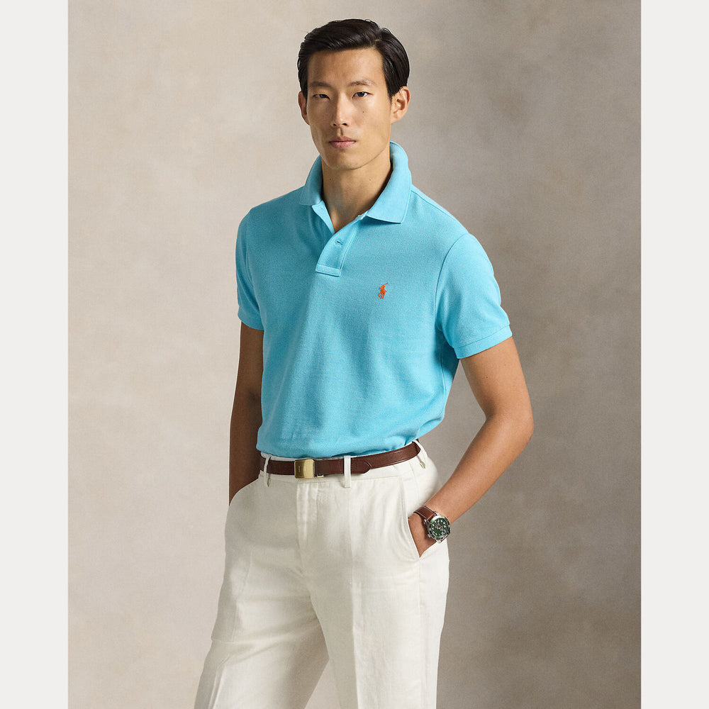 POLO Ralph Lauren Iconic Mesh Slim Fit – Blauw-100% katoen-HEREN POLO'S & T-SHIRTS-Blauw