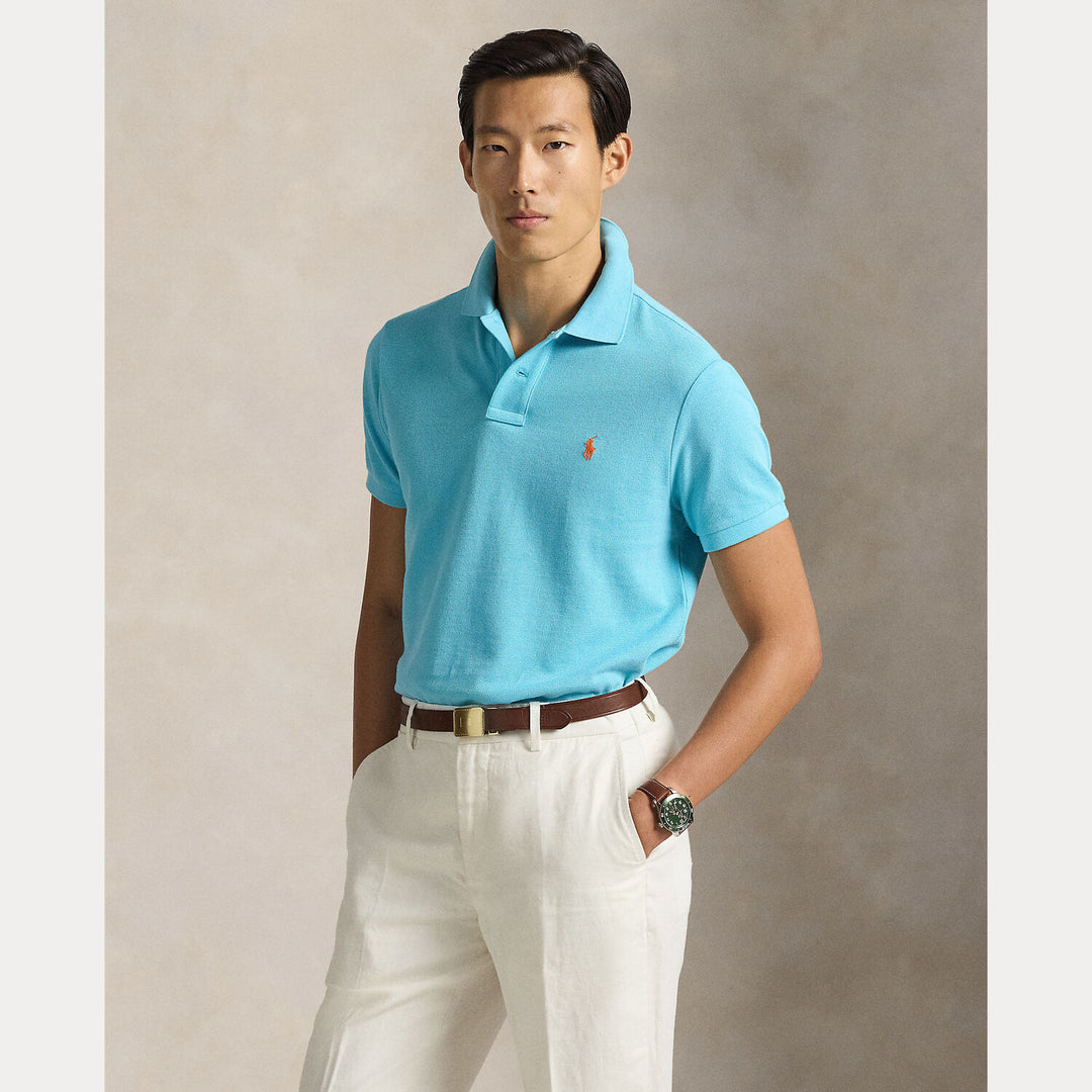POLO Ralph Lauren Iconic Mesh Slim Fit – Blauw-100% katoen-HEREN POLO'S & T-SHIRTS-Blauw