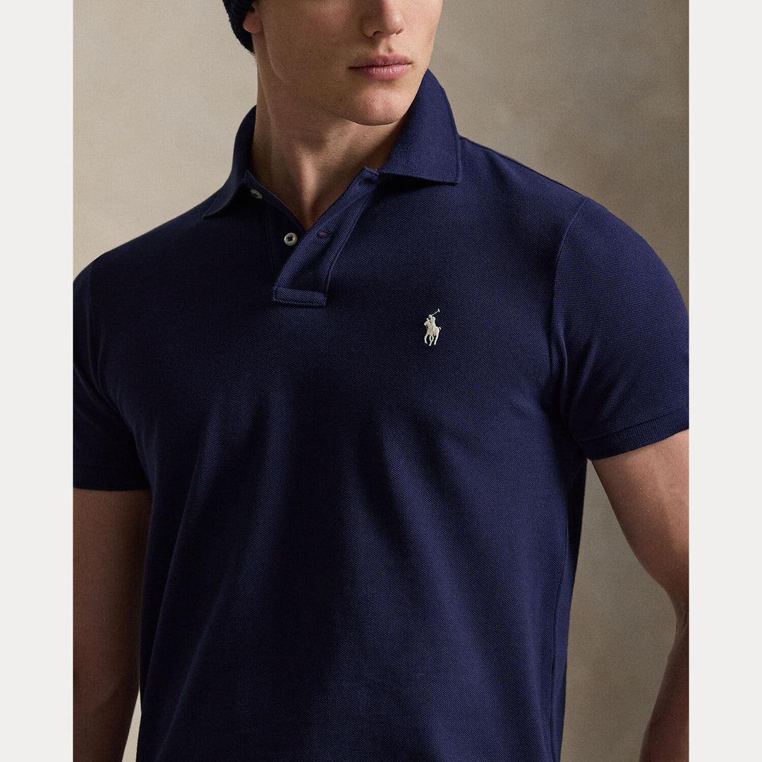 POLO Ralph Lauren Iconic Mesh Slim Fit – Blauw-100% katoen-HEREN POLO'S & T-SHIRTS-Blauw