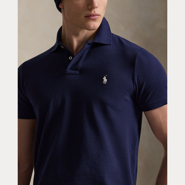 POLO Ralph Lauren Iconic Mesh Slim Fit – Blauw-100% katoen-HEREN POLO'S & T-SHIRTS-Blauw