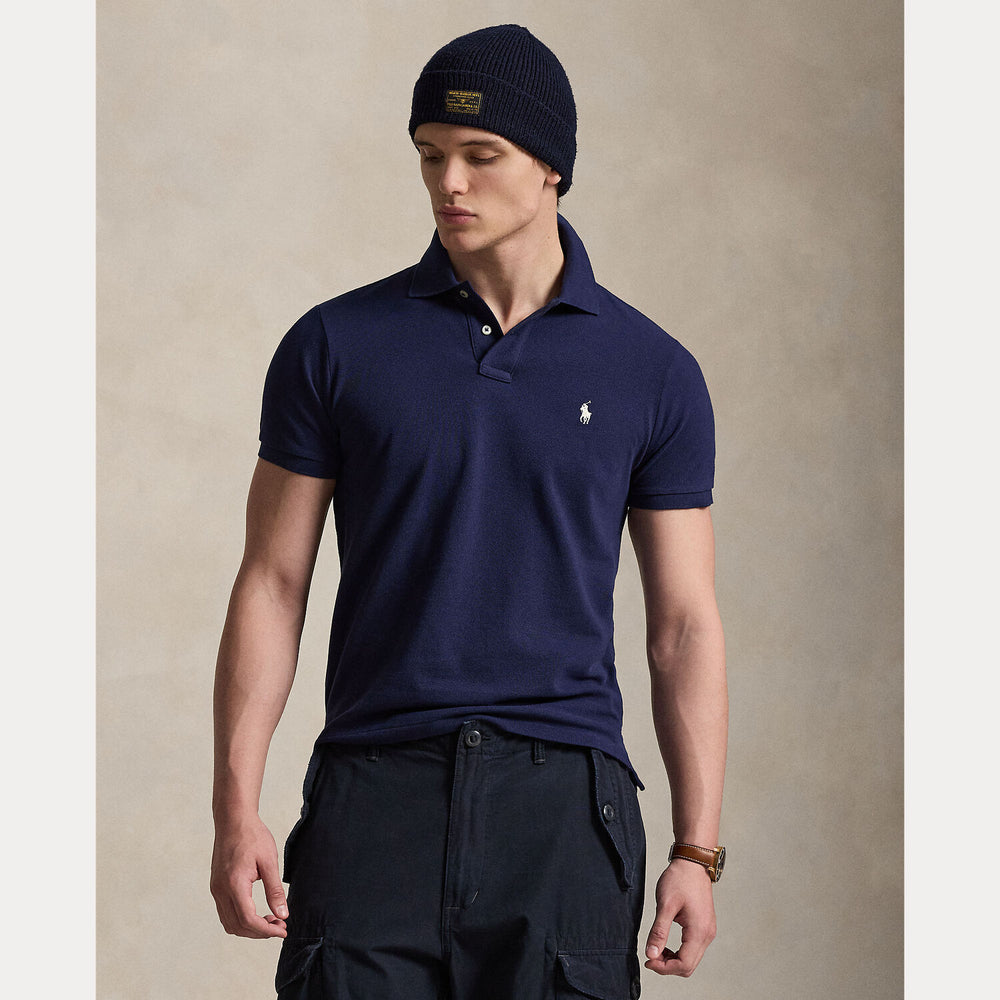 POLO Ralph Lauren Iconic Mesh Slim Fit – Blauw-100% katoen-HEREN POLO'S & T-SHIRTS-Blauw