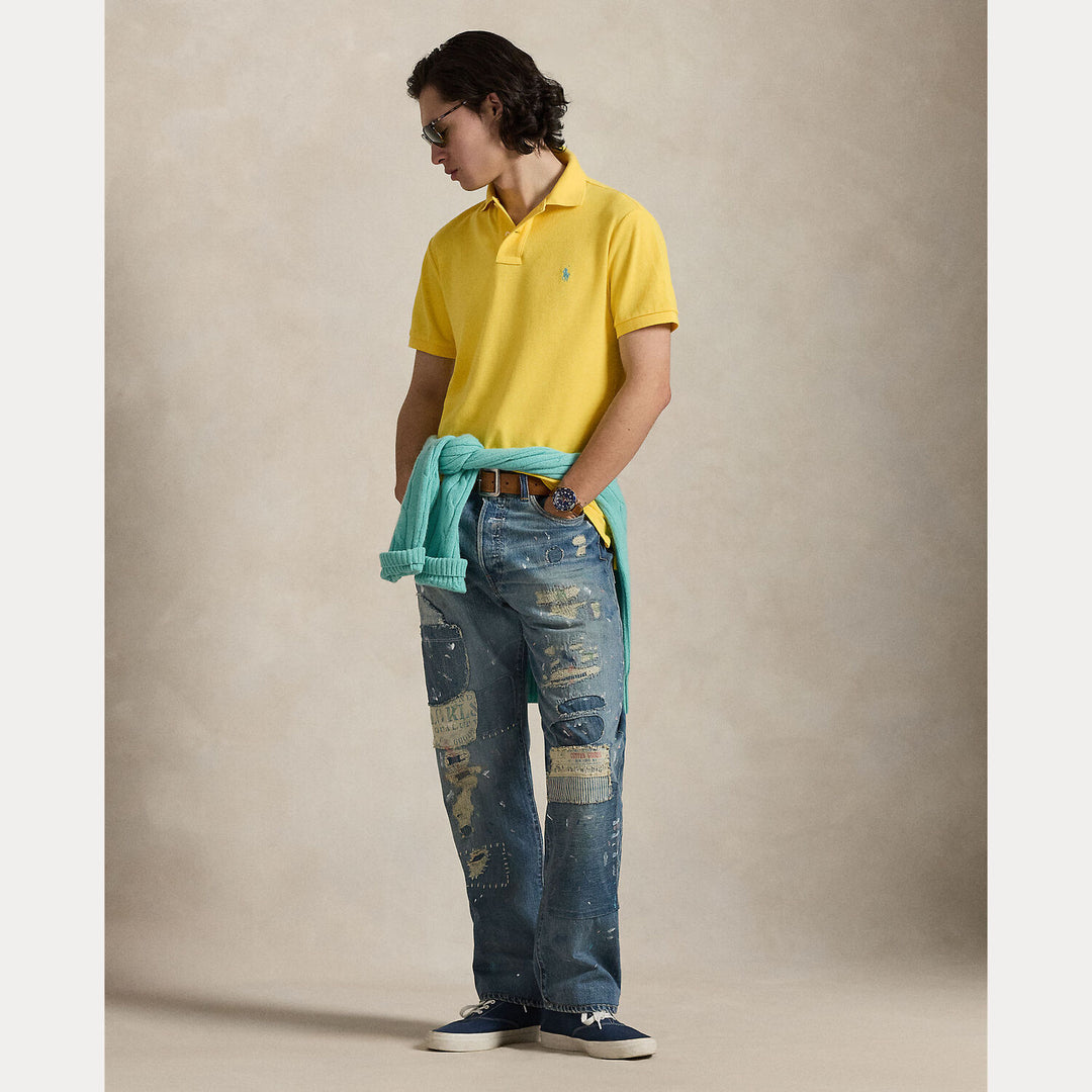 POLO Ralph Lauren Iconic Mesh Slim Fit – Geel-100% katoen-HEREN POLO'S & T-SHIRTS-Geel