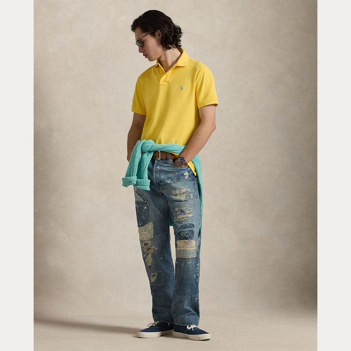 POLO Ralph Lauren Iconic Mesh Slim Fit – Geel-100% katoen-HEREN POLO'S & T-SHIRTS-Geel