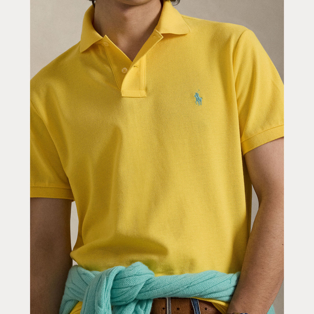 POLO Ralph Lauren Iconic Mesh Slim Fit – Geel-100% katoen-HEREN POLO'S & T-SHIRTS-Geel