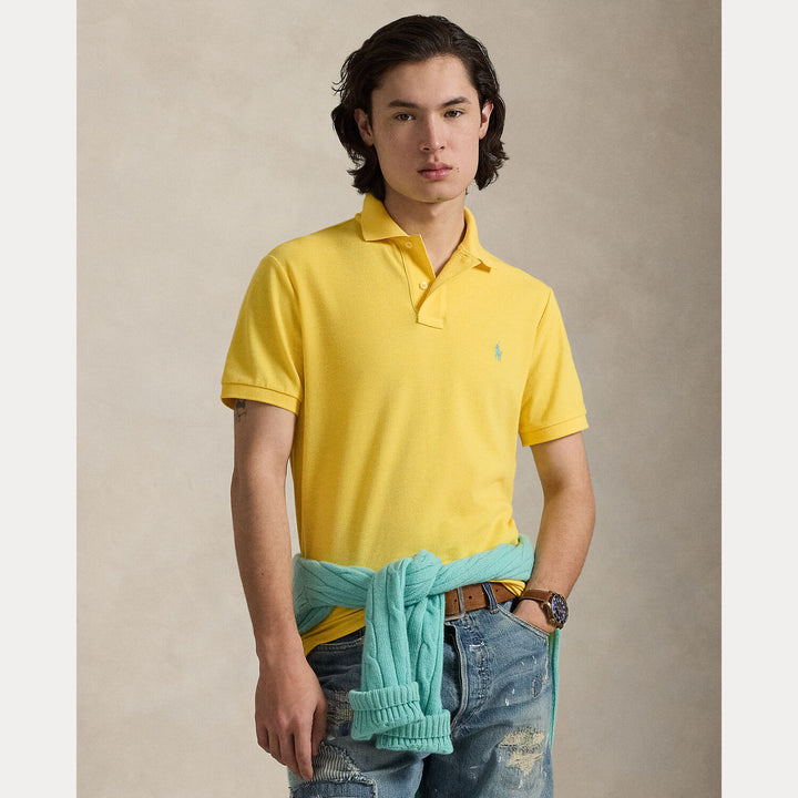 POLO Ralph Lauren Iconic Mesh Slim Fit – Geel-100% katoen-HEREN POLO'S & T-SHIRTS-Geel