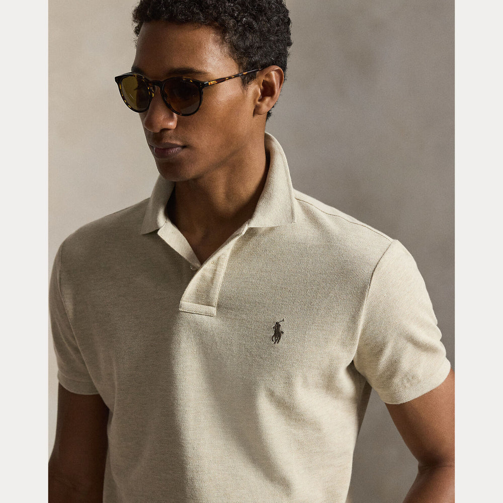 POLO Ralph Lauren Iconic Mesh Slim Fit – Grijs-100% katoen-HEREN POLO'S & T-SHIRTS-Grijs