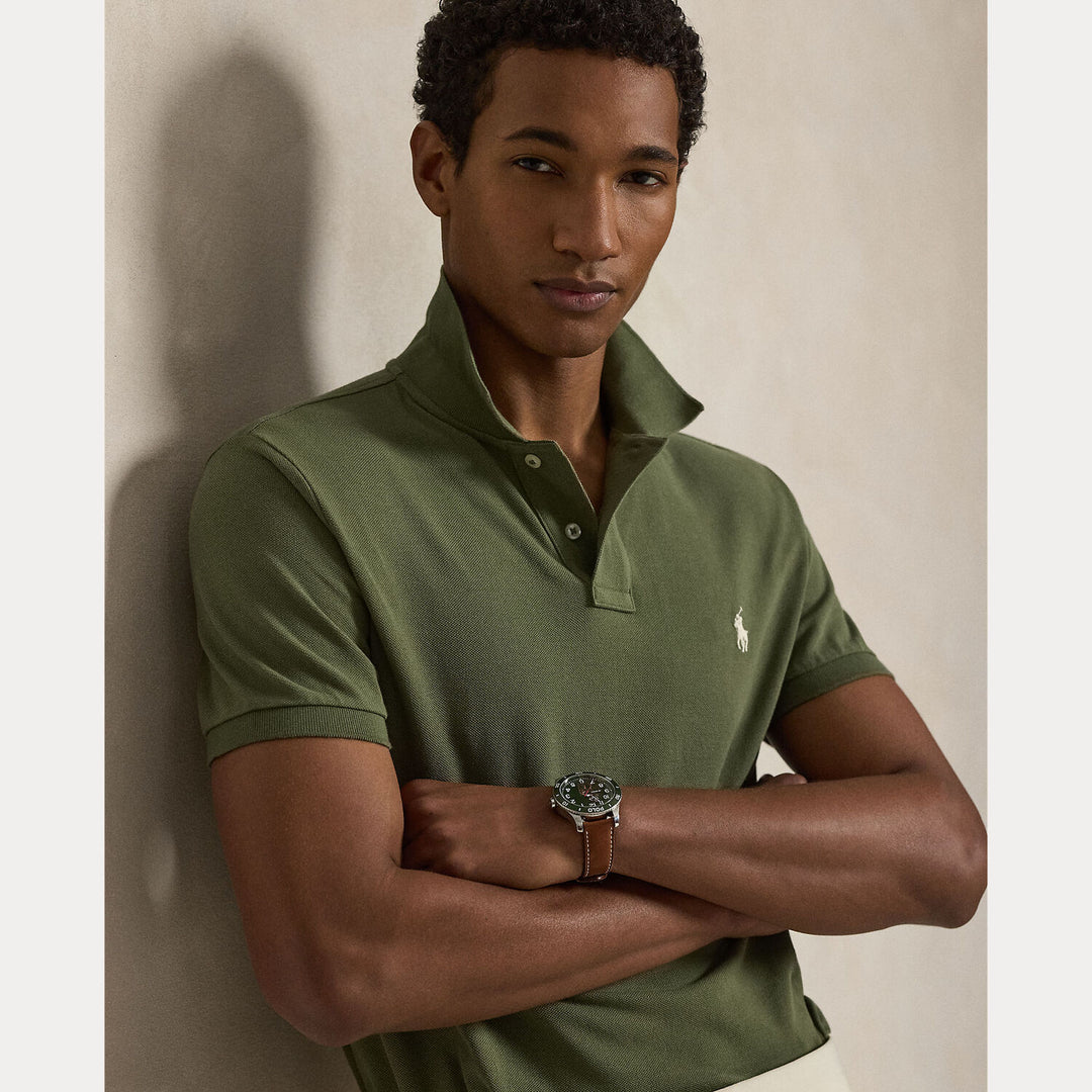 POLO Ralph Lauren Iconic Mesh Slim Fit – Groen-100% katoen-HEREN POLO'S & T-SHIRTS-Groen