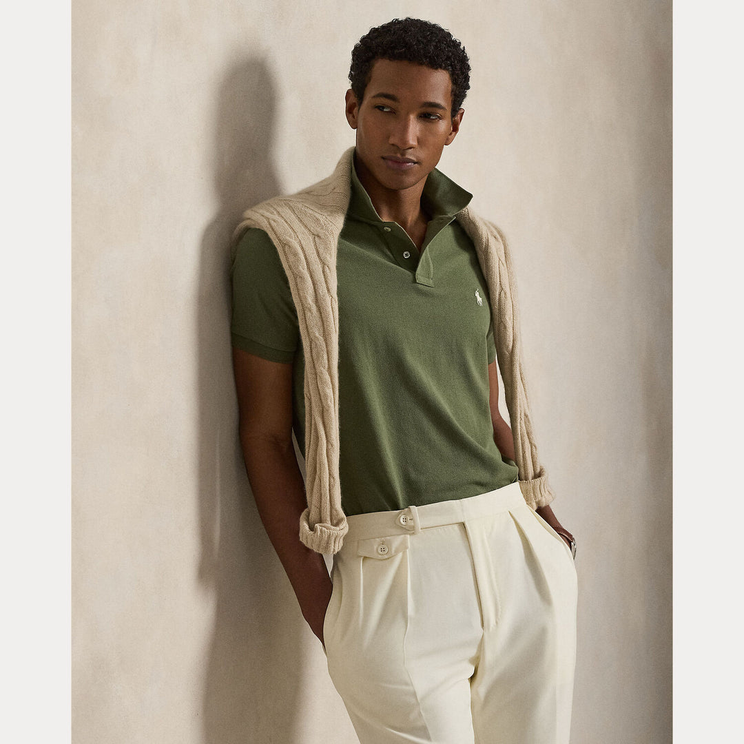 POLO Ralph Lauren Iconic Mesh Slim Fit – Groen-100% katoen-HEREN POLO'S & T-SHIRTS-Groen