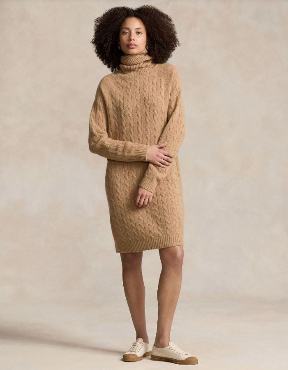 POLO ralph lauren jurk wolmix-80% wol, 20% kasjmier-DAMES JURKEN-Bruin