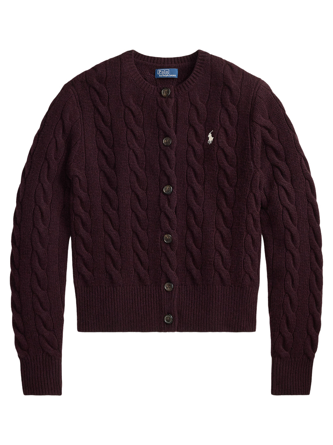 Polo Ralph Lauren Kabelgebreid Wol-Kasjmier Vest-80% wol, 20% cashmere-DAMES TRUIEN & VESTEN-Rood