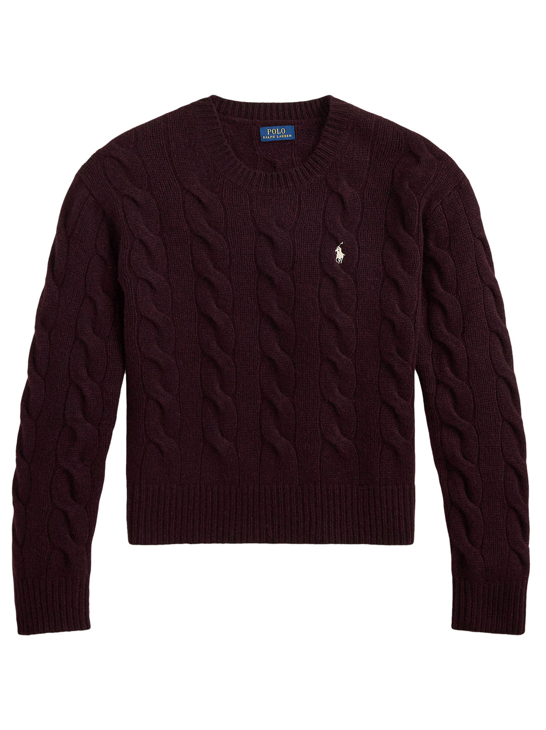 Polo Ralph Lauren Kabelgebreide Trui – Rood-90% wol, 10% kasjmier-DAMES TRUIEN & VESTEN-Rood