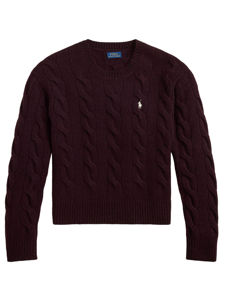 Polo Ralph Lauren Kabelgebreide Trui – Rood-90% wol, 10% kasjmier-DAMES TRUIEN & VESTEN-Rood