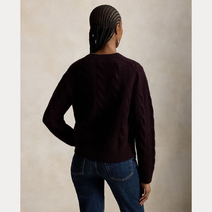Polo Ralph Lauren Kabelgebreide Trui – Rood-90% wol, 10% kasjmier-DAMES TRUIEN & VESTEN-Rood