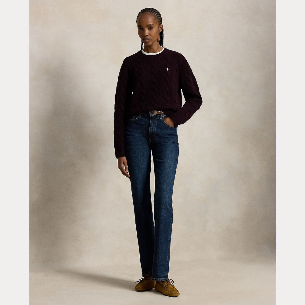 Polo Ralph Lauren Kabelgebreide Trui – Rood-90% wol, 10% kasjmier-DAMES TRUIEN & VESTEN-Rood
