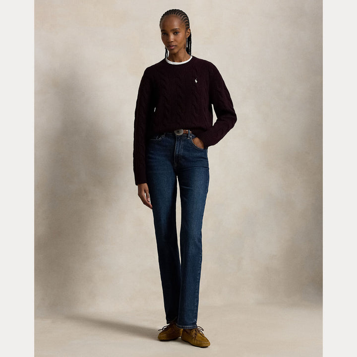 Polo Ralph Lauren Kabelgebreide Trui – Rood-90% wol, 10% kasjmier-DAMES TRUIEN & VESTEN-Rood