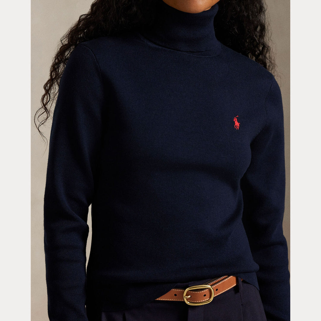 Polo Ralph Lauren Katoenblend Coltrui – Blauw-80% katoen, 17% nylon, 3% elastaan-DAMES TRUIEN & VESTEN-Blauw