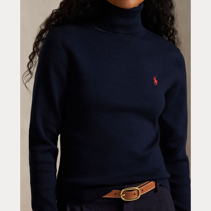 Polo Ralph Lauren Katoenblend Coltrui – Blauw-80% katoen, 17% nylon, 3% elastaan-DAMES TRUIEN & VESTEN-Blauw