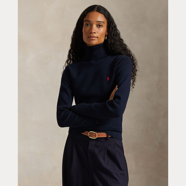 Polo Ralph Lauren Katoenblend Coltrui – Blauw-80% katoen, 17% nylon, 3% elastaan-DAMES TRUIEN & VESTEN-Blauw