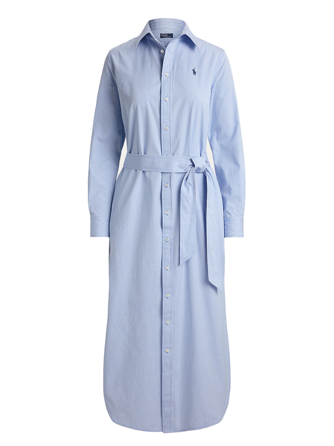 POLO Ralph Lauren Lange Jurk – Blauw-100% katoen-DAMES JURKEN-Blauw