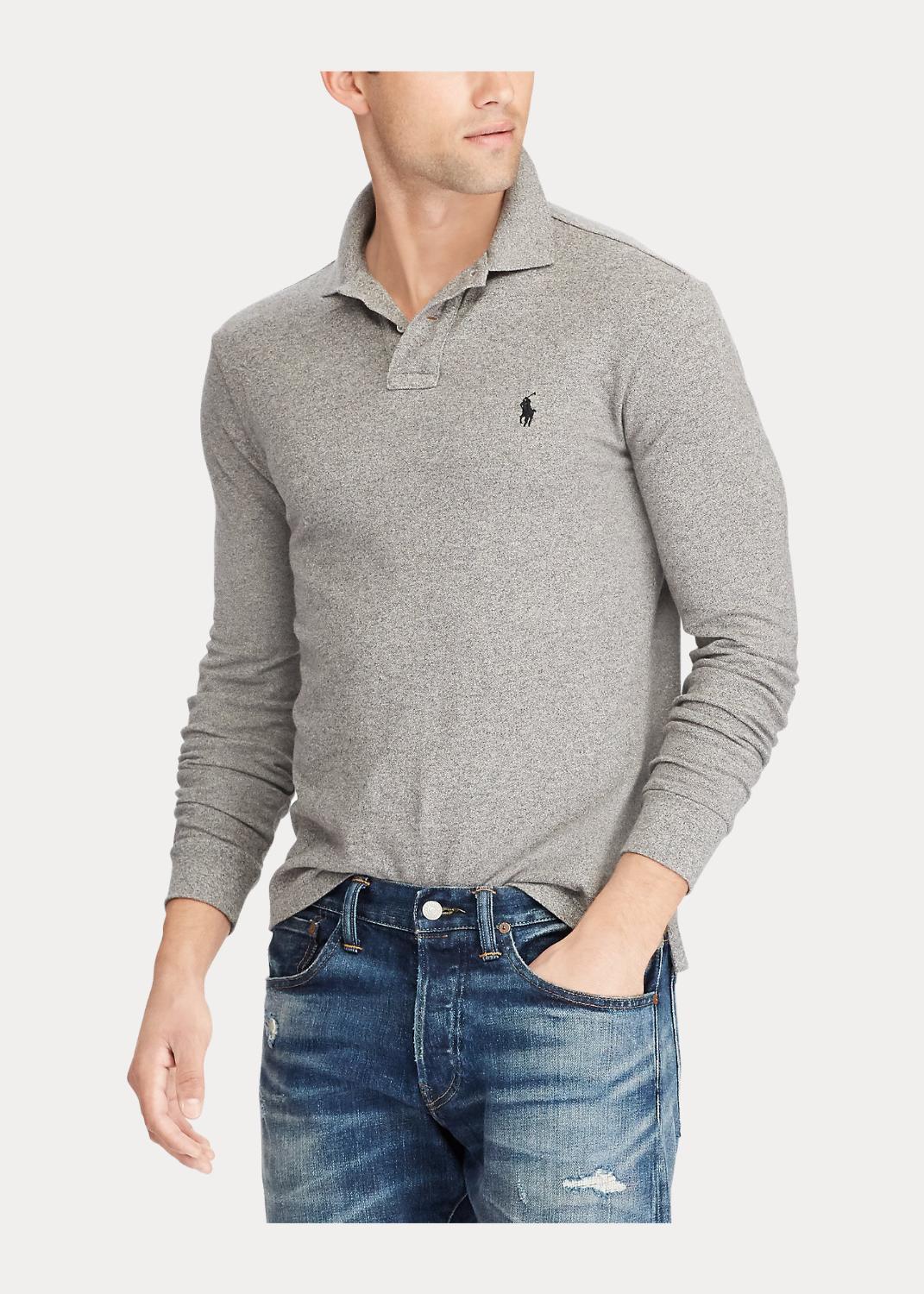 POLO Ralph Lauren lange mouw-100% katoen-HEREN POLO'S & T-SHIRTS-Grijs