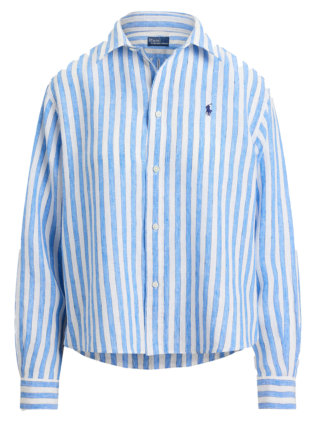 POLO Ralph Lauren Linnen Blouse Lange Mouw – Blauw-100% linnen-DAMES TOPS & BLOUSES-Blauw