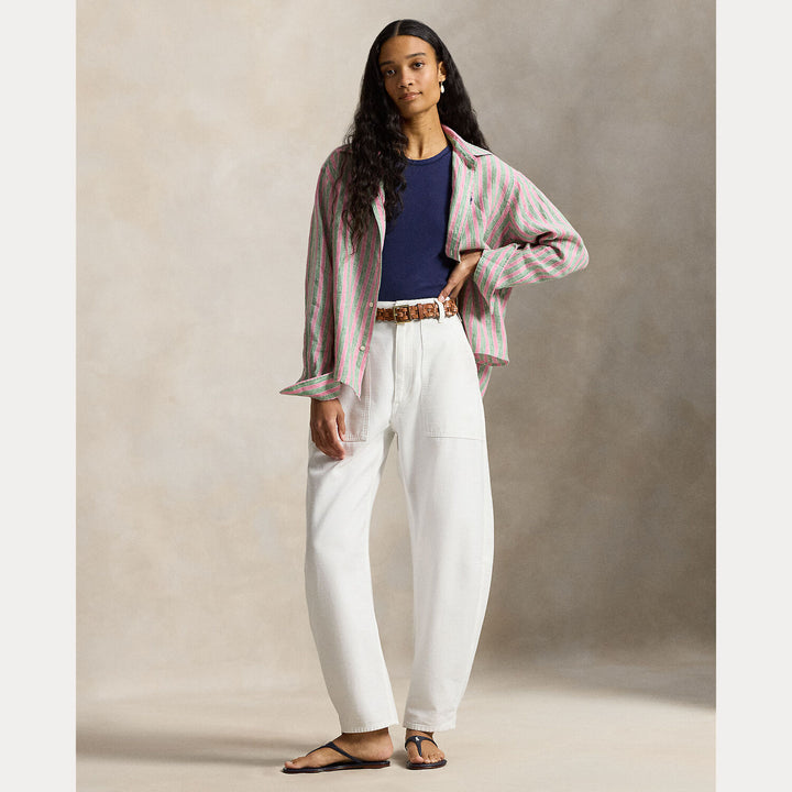 POLO Ralph Lauren Linnen Blouse Lange Mouw – Roze-100% linnen-DAMES TOPS & BLOUSES-Roze