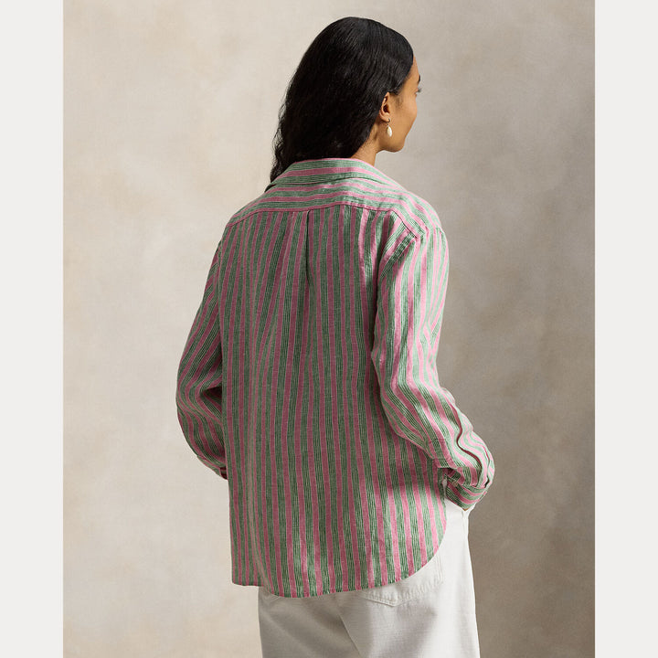 POLO Ralph Lauren Linnen Blouse Lange Mouw – Roze-100% linnen-DAMES TOPS & BLOUSES-Roze