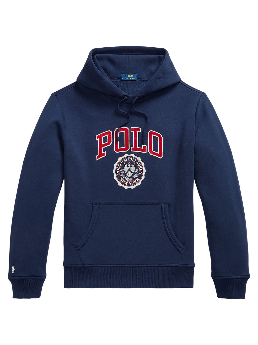 POLO Ralph Lauren Logo Fleece Hoodie – Blauw-84% katoen, 16% polyester-HEREN TRUIEN & VESTEN-Blauw