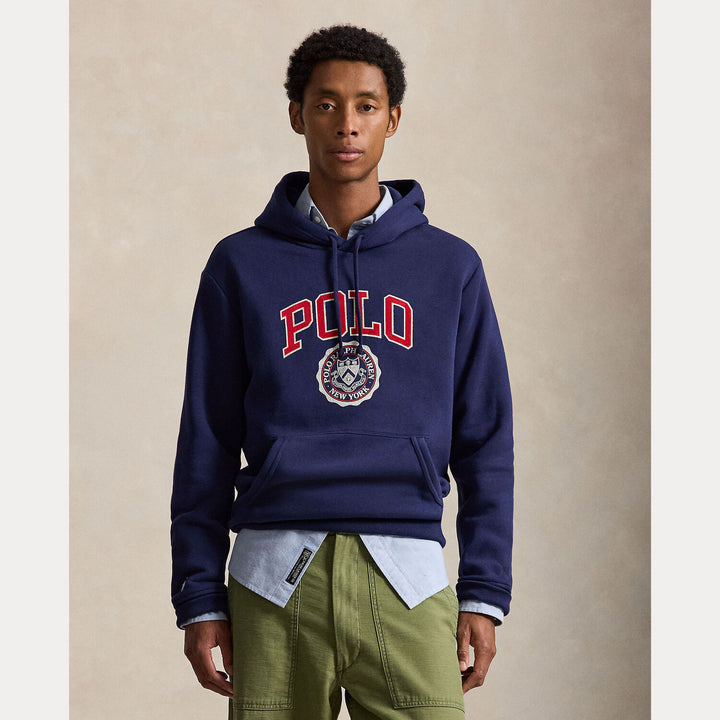 POLO Ralph Lauren Logo Fleece Hoodie – Blauw-84% katoen, 16% polyester-HEREN TRUIEN & VESTEN-Blauw