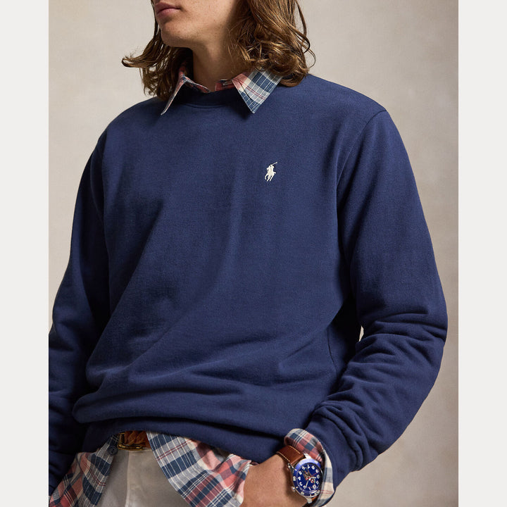 POLO Ralph Lauren Loopback Fleece Sweater – Blauw-80% katoen, 20% gerecycled katoen-HEREN TRUIEN & VESTEN-Blauw