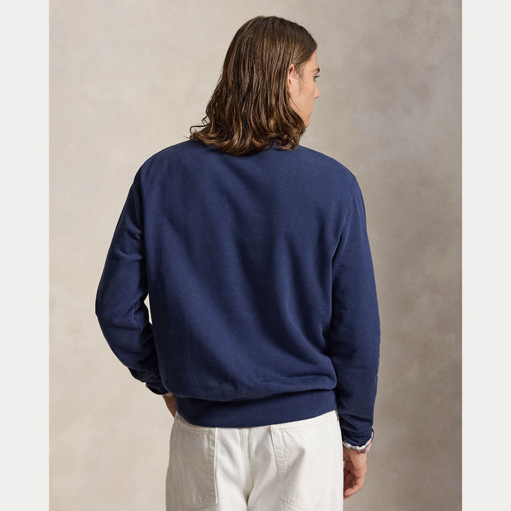 POLO Ralph Lauren Loopback Fleece Sweater – Blauw-80% katoen, 20% gerecycled katoen-HEREN TRUIEN & VESTEN-Blauw