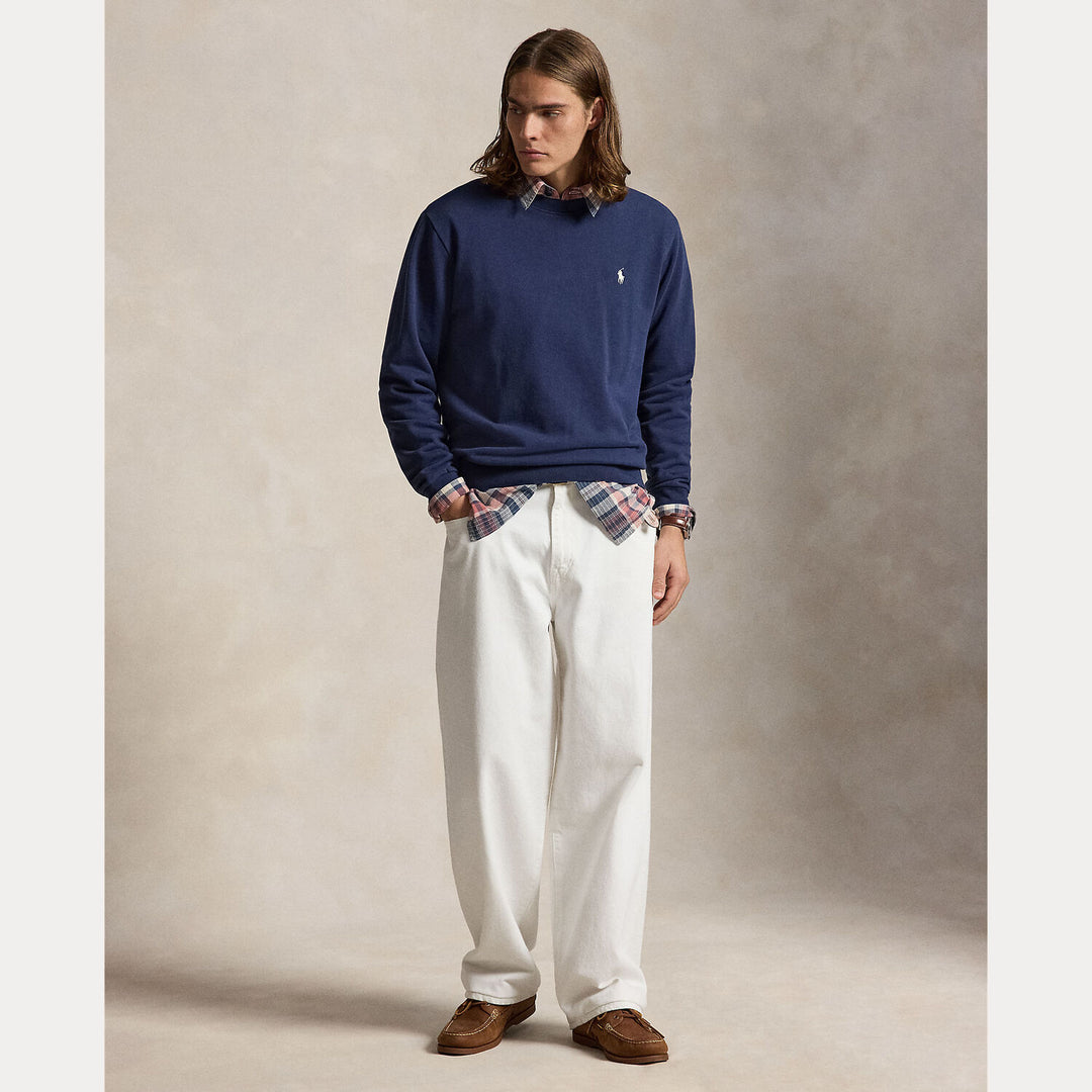 POLO Ralph Lauren Loopback Fleece Sweater – Blauw-80% katoen, 20% gerecycled katoen-HEREN TRUIEN & VESTEN-Blauw