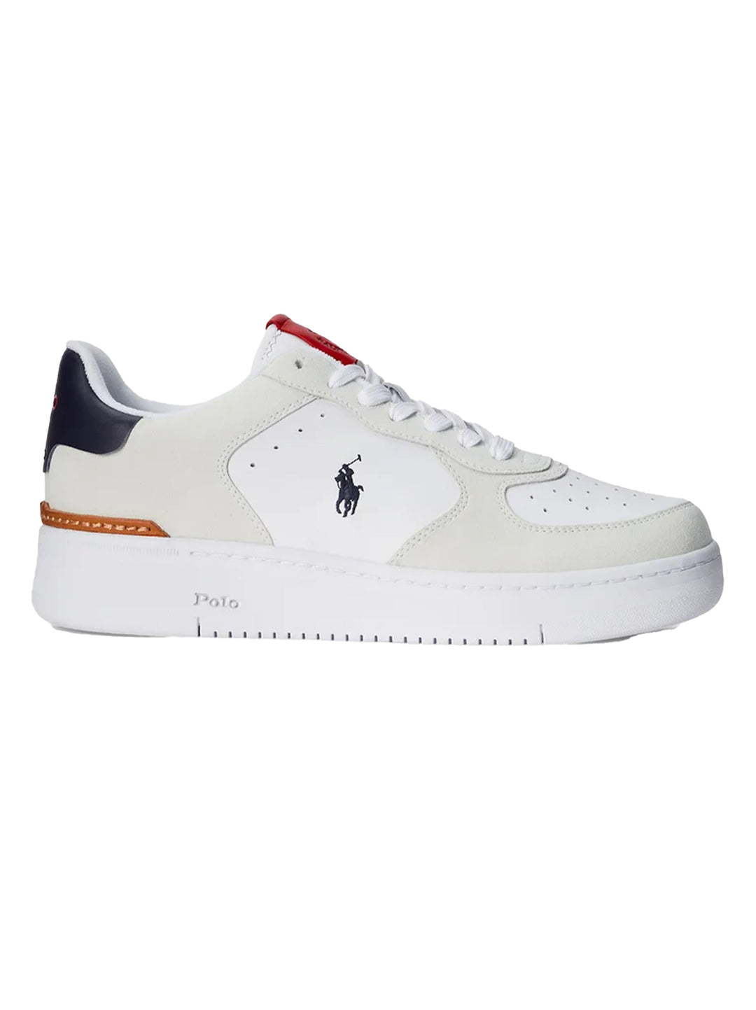 POLO Ralph Lauren Masters Court suède sneaker-HEREN SCHOENEN & RIEMEN-Wit