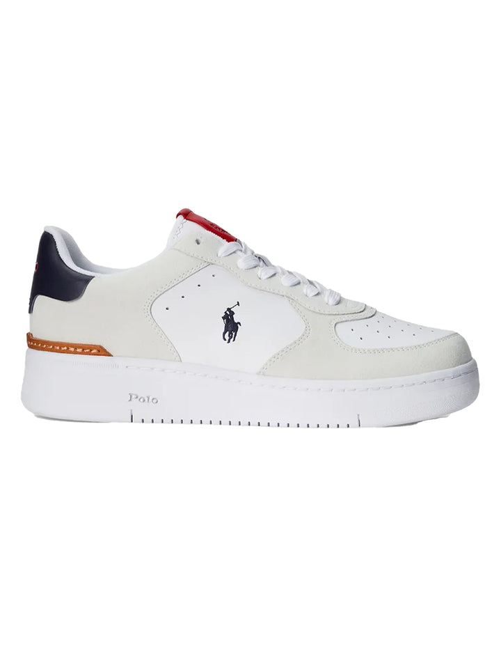 POLO Ralph Lauren Masters Court suède sneaker-HEREN SCHOENEN & RIEMEN-Wit