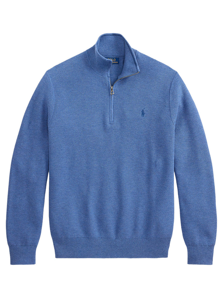 POLO Ralph Lauren Mesh Knit Half Zip – Blauw-100% katoen-HEREN TRUIEN & VESTEN-Blauw