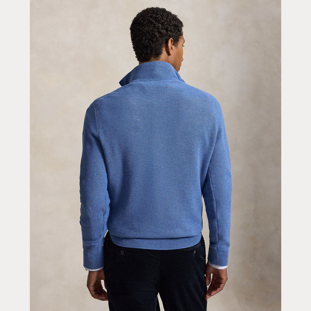 POLO Ralph Lauren Mesh Knit Half Zip – Blauw-100% katoen-HEREN TRUIEN & VESTEN-Blauw
