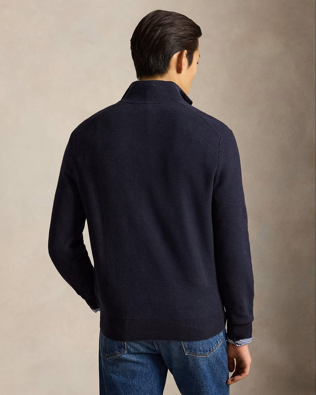 POLO Ralph Lauren Mesh Knit Half Zip – Blauw-100% katoen-HEREN TRUIEN & VESTEN-Blauw