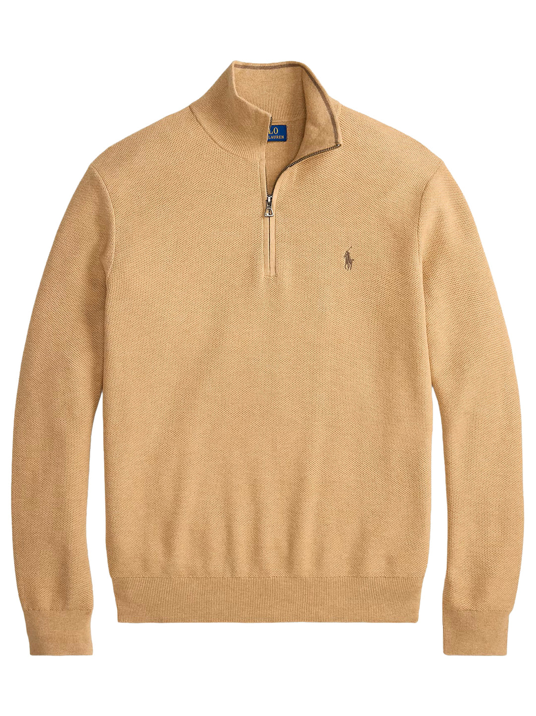 POLO Ralph Lauren Mesh Knit Half Zip – Bruin-100% katoen-HEREN TRUIEN & VESTEN-Bruin